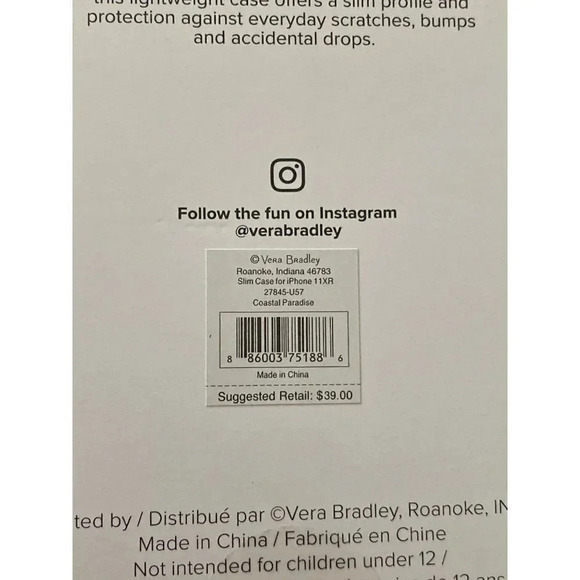 NEW Coastal Paradise Vera Bradley Slim Case for iPhone 11/XR Cockatoo Hibiscus - Picture 5 of 8